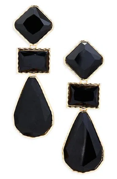 Tasha Triple Drop Earrings In Black