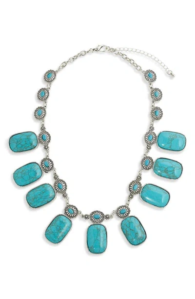 Tasha Turquoise Enamel Statement Necklace In Blue