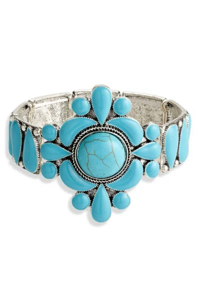 Tasha Turquoise Enamel Stretch Bracelet In Blue