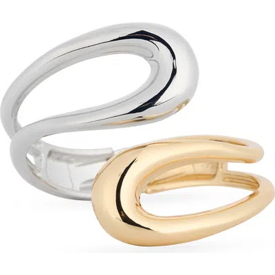 Tasha Two-tone Hinged Cuff Bracelet In Gold