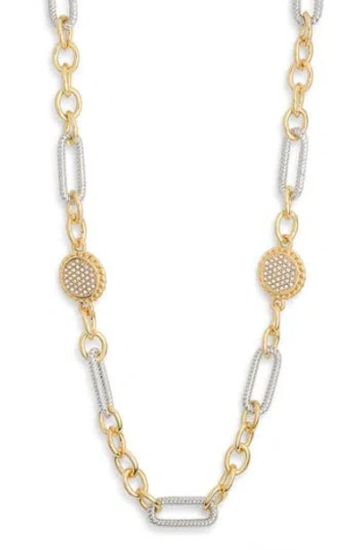 Tasha Two-tone Station Chain Long Necklace In Gold