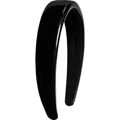 Tasha Wide Faux Leather Headband In Black