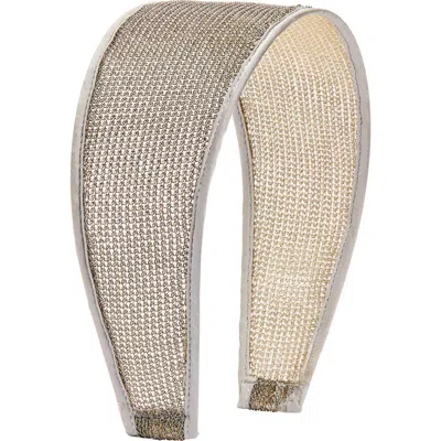 Tasha Wide Metallic Mesh Headband In Brown