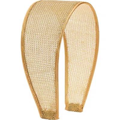 Tasha Wide Metallic Mesh Headband In Gold