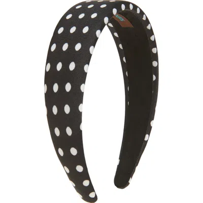Tasha Wide Polka Dot Headband In Black