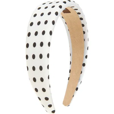 Tasha Wide Polka Dot Headband In White