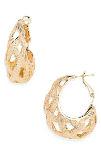 Tasha Woven Textured Hoop Earrings In Gold