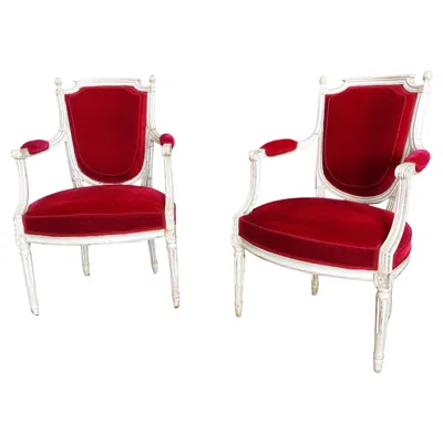 Pre-owned Tassinari A Pair Of Armchairs - Louis Xvi Period - Signed Roussens In Brown