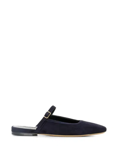 Tassinari Buckle-strap Suede Mules In Blue
