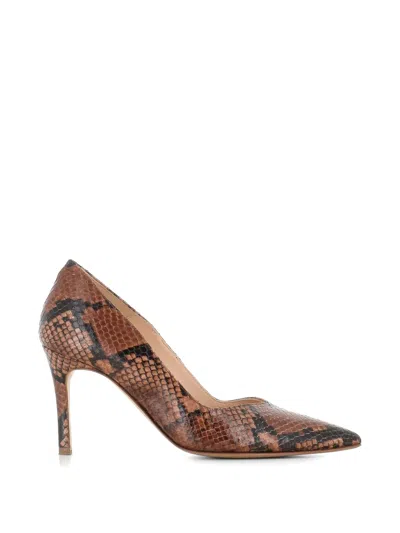 Tassinari Jarina Snake-effect Pointed-toe Pumps In Brown