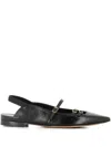 Tassinari Leather Ballerina Shoes In ブラック