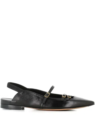 Tassinari Leather Ballerina Shoes In ブラック