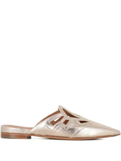 Tassinari Leather Mules In Gold