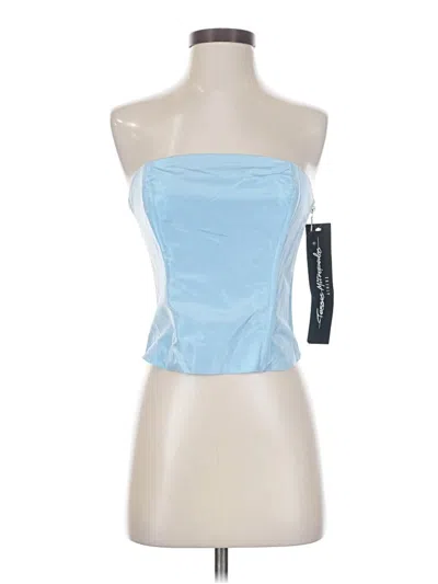 Pre-owned Tassos Mitropoulos Tube Top Blue Strapless Neckline Tops