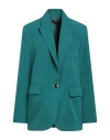 Tassos Mitropoulos Woman Blazer Deep Teal Size L Rayon, Polyamide, Elastane