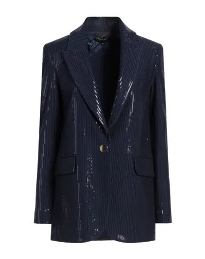 Tassos Mitropoulos Woman Blazer Navy Size S Rayon, Polyamide, Elastane In Blue