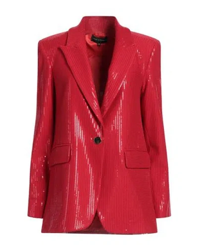 Tassos Mitropoulos Woman Blazer Red Size M Rayon, Polyamide, Elastane