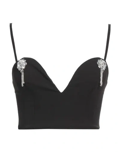 Tassos Mitropoulos Woman Top Black Size L Polyester, Elastane