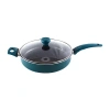 Taste Of Home 4-qt. Non-stick Aluminum Saute Pan With Lid And Helper Handle In Green