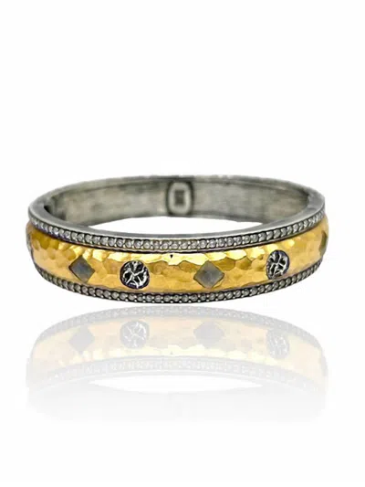 Tat2 Designs Women's Labradorite Coin Bangle In Gold & Silver In Multi