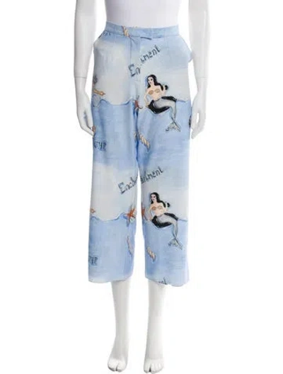 Pre-owned Tata Naka Printed Wide Leg Pants W/ Tags In Blue