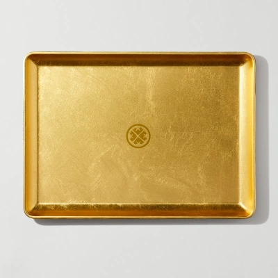 Tatcha Obon Tray Elegant, Large Gold Tray In White