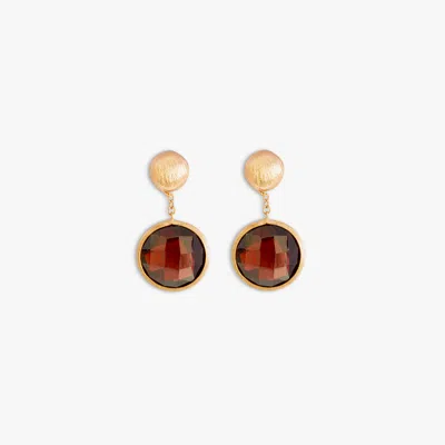 Tateossian 14k Satin Rose Gold Kensington Drop Earrings With Garnet