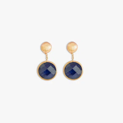 Tateossian 14k Satin Rose Gold Kensington Drop Earrings With Sapphire