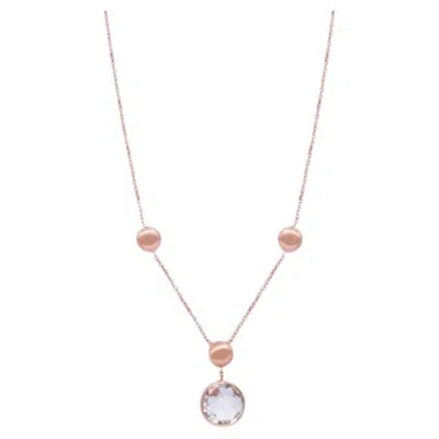 Pre-owned Tateossian 14k Satin Rose Gold Kensington Necklace With Prasiolite In Red