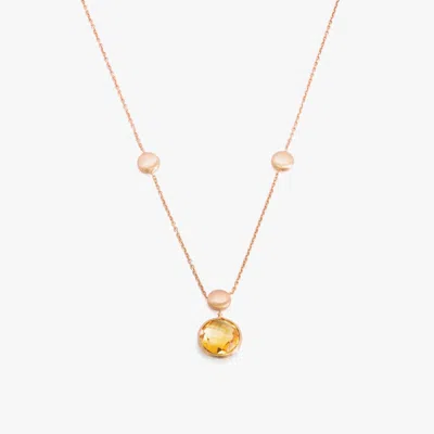 Tateossian 14k Satin Rose Gold Kensington Single Stone Necklace With Citrine