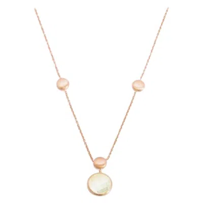 Pre-owned Tateossian 14k Satin Rose Gold Kensington Single Stone Necklace With White Mother Of Pearl