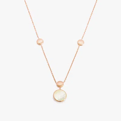 Tateossian 14k Satin Rose Gold Kensington Single Stone Necklace With White Mother Of Pearl