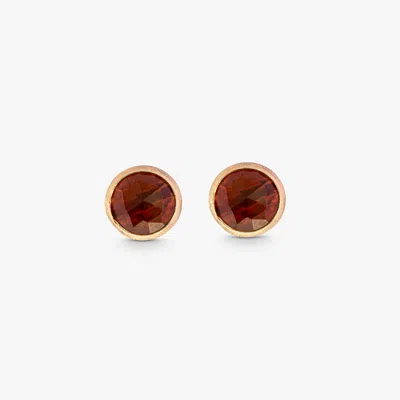Tateossian 14k Satin Rose Gold Kensington Stud Earrings With Garnet In Red