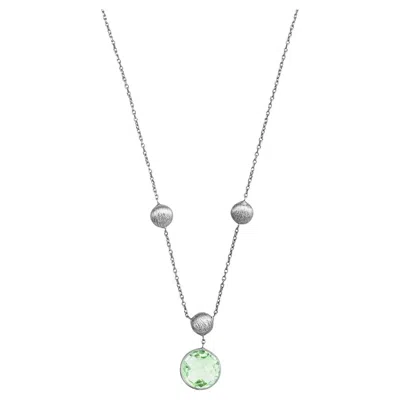 Pre-owned Tateossian 9k Satin White Gold Kensington Chain Necklace With Green Amethyst