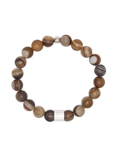 Tateossian Agate Beaded Bracelet In Brown