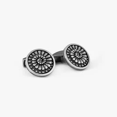 Tateossian Ammonite Fossil Silver 3d Cufflinks In Black