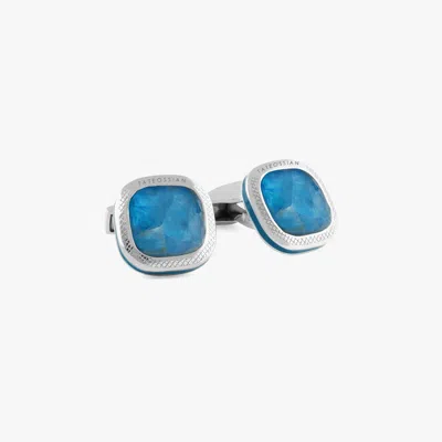 Tateossian Apatite Doppione Cushion Cufflinks In Sterling Silver In Blue