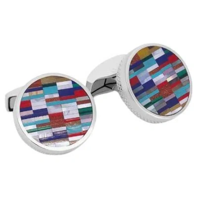 Pre-owned Tateossian Bamboo Round Cufflinks In Multicolour Tones And Sterling Silver