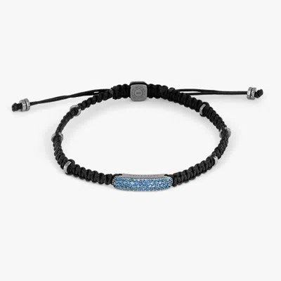 Tateossian Baton Macrame Bracelet In Ruthrnium Plated Silver With Blue Sapphire - L