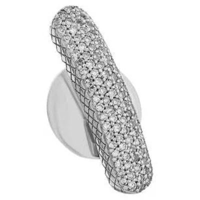Pre-owned Tateossian Baton Pin With White Diamond Pave In Sterling Silver