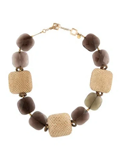 Pre-owned Tateossian Bead & Leather Station Necklace, 17.5" In Multi