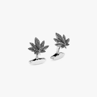Tateossian Black Diamond Indica Cufflinks In Rhodium Plated Silver