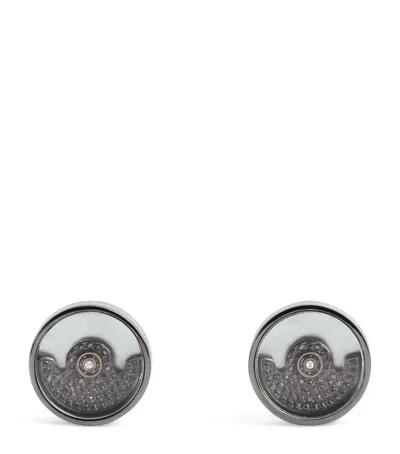 Tateossian Black Diamond Rotating Cufflinks In Gray