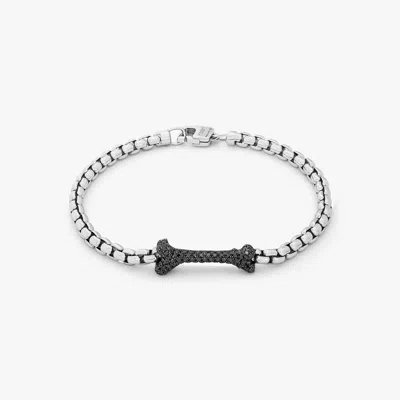 Tateossian Black Diamond Sterling Silver Osso Bone Bracelet - M In Metallic