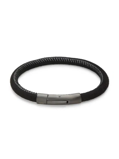 Tateossian Black Ip Plated Stainless Steel & Suede Bracelet