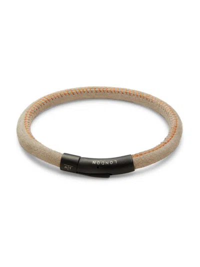 Tateossian Black Ip Plated Stainless Steel & Suede Bracelet In Brown