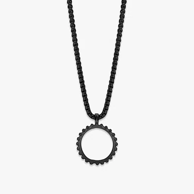 Tateossian Black Ip Plated Stainless Steel Lens Gear Necklace