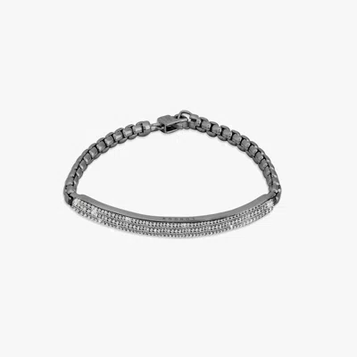 Tateossian Black Rhodium Plated Sterling Silver Windsor Bracelet With White Diamonds - L In Metallic