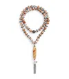 Tateossian Botswana Agate And Rhodium-plated Silver Worry Beads Bracelet In Orange