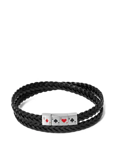 Tateossian Braided Card-motif Bracelet In Black